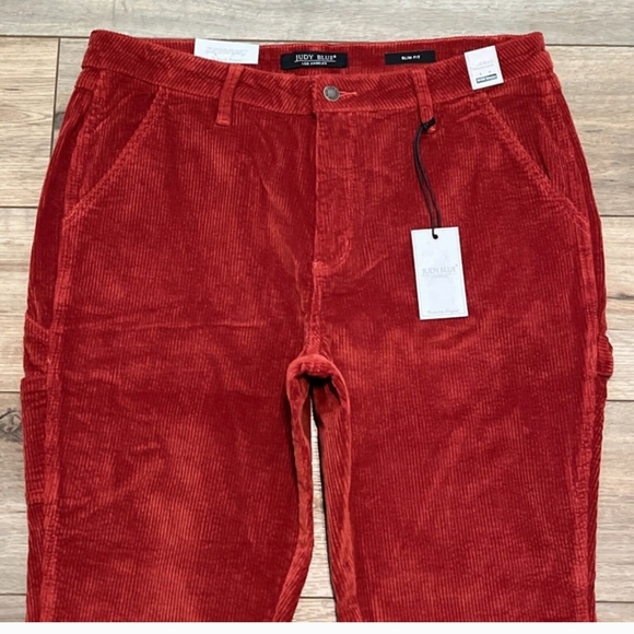 Judy Blue Rust Corduroy Jeans SZ 31 High Waist Slim Fit Carpenter Pants NWT - Picture 3 of 5